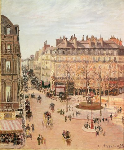 Rue Saint-Honore, Sun Effect, Afternoon by Camille Jacob Pissarro